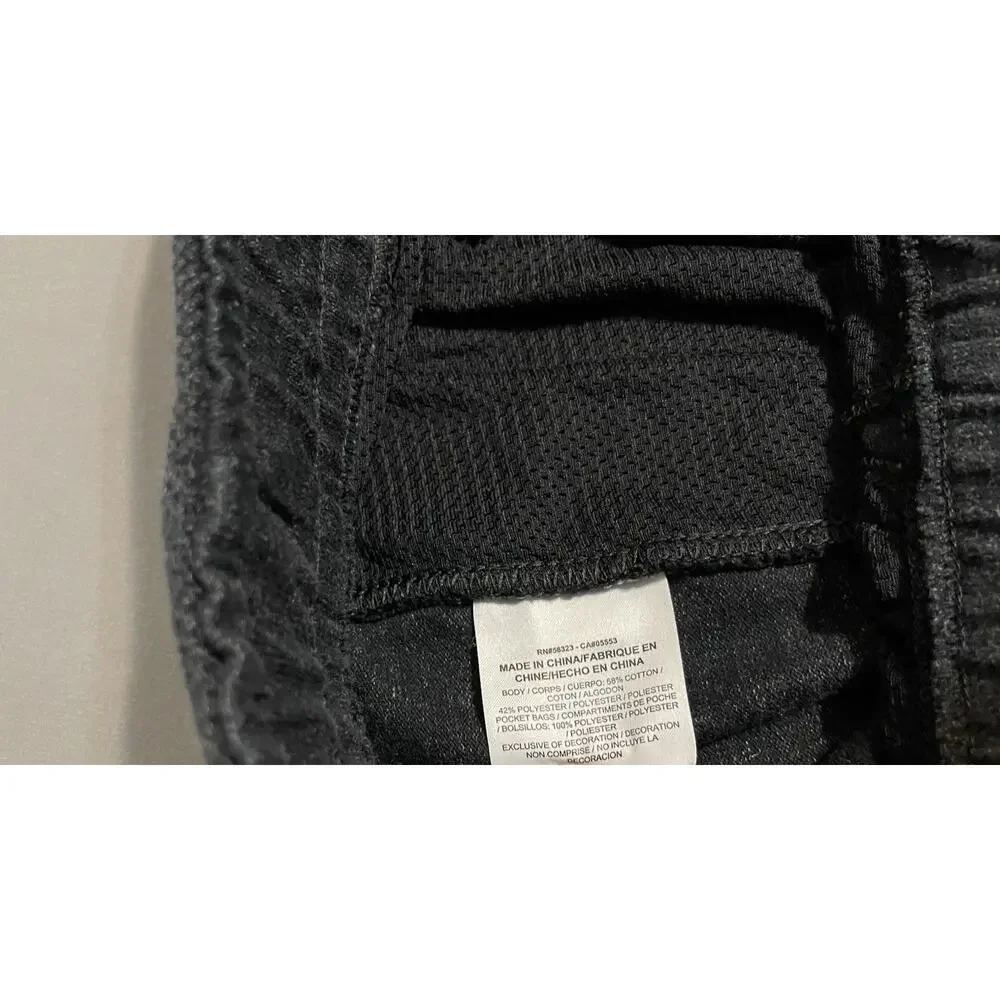 Nike Black Heather Fleece Joggers Sweatpants Large Zip Pockets Logo Excellent